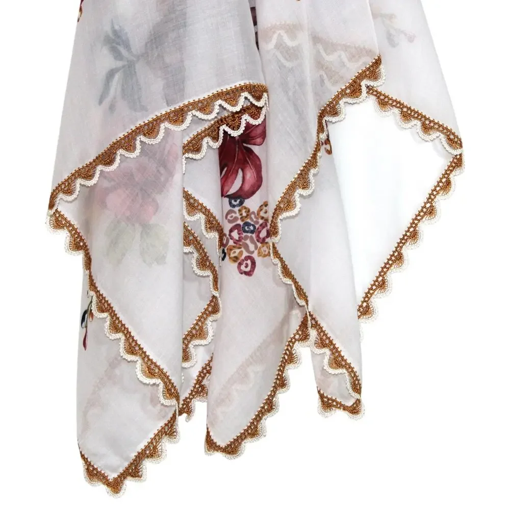 Tulbent Scarf Handmade Crochet Detailing NWOT